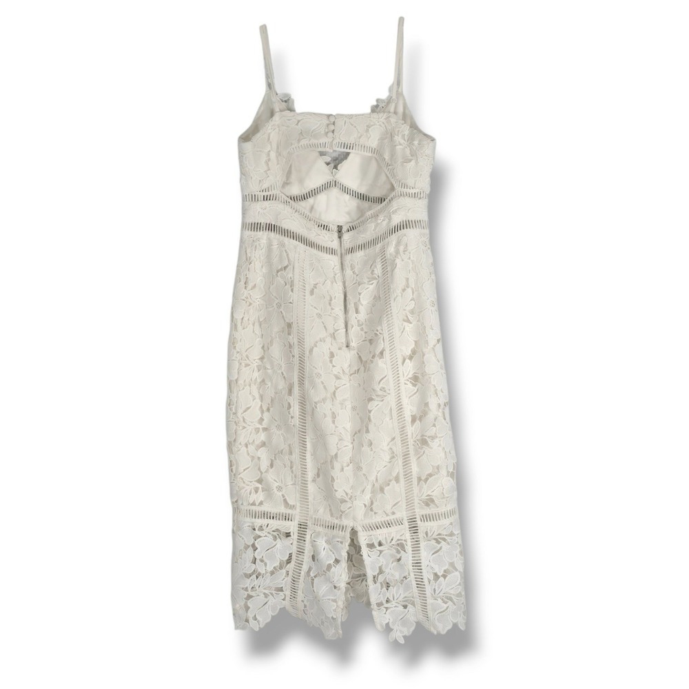 Bardot Botanica Floral Lace Midi Dress Ladder Trim Cutout Back Ivory Coquette 6 - Picture 3 of 11
